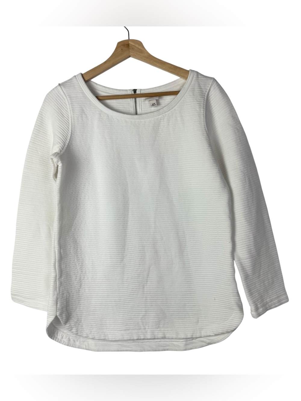 Merona White Boat Neck Textured Long Sleeve Top S